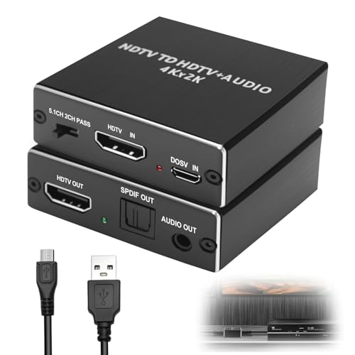 4K x 2K HDMI Audio Converter Extractor, ARC Audio Splitter Adapter with Optical Toslink SPDIF & 3.5mm AUX R/L Stereo & 4K@30Hz 2K@30Hz HDMI Output for PS5 PS4 PS3 TV Box DVD Blu-ray 3D HDTV