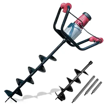 DC HOUSE 1500W Electric Post Hole Digger with 6" Auger and Extension Rods