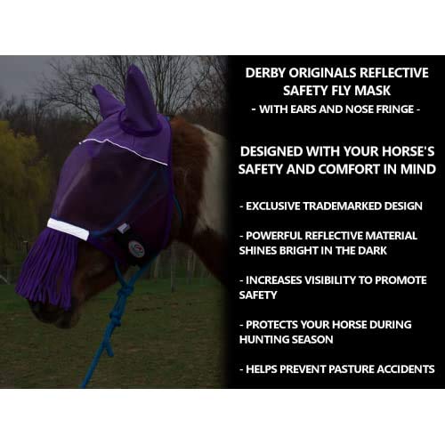 Derby Originals Uv-Blocker Reflective Safety Horse Fly Mask With Ears And Nose Fringe And Colors #TOP4