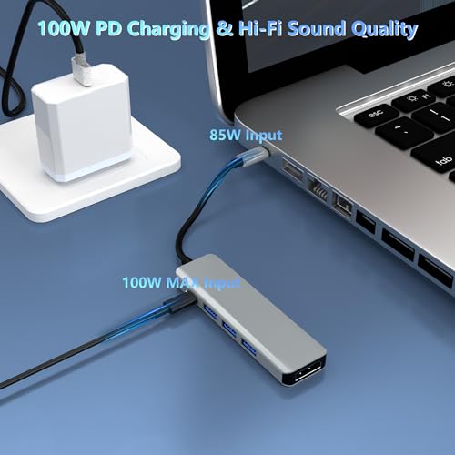USB C Hub Adapter: 5-in-1 USB C Dock with 8K@60Hz DisplayPort 3 USB 2.0 Data Ports 100W PD Power Delivery USB Hub Multiport Docking Station for Laptop M1/M2 MacBook Air Galaxy Surface Go XPS iPad - Image 6