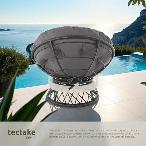 Fauteuil Papasan rotin pivotant 360° noir, TecTake GmbH