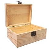 YXFZPAN Small Unfinished Wooden Storage Box with Lid & Latch, Pine Wood Craft Box 6.88' x 4.52' x 2.36', Smooth Sanded Wood for DIY Crafts, Keepsakes & Gift Packaging