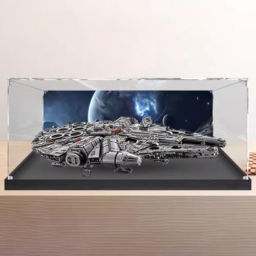 XNSHENGXAN Applicable to LEGO 75192 Millennium Falcon Acrylic Display Box, Model Display Case, Display Cases for Collectibles, Protect Your Collectibles from Dust with a Clear Showcase,Background a,3m