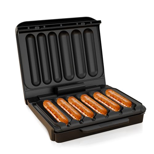 KEINVE Hot Dogs Machine, Electric Grill with Oil Drip Tray, and Cord Storage, Ideal for Veggie Sausages, BBQ or Sausage, Nonstick Plate for Easy Clean