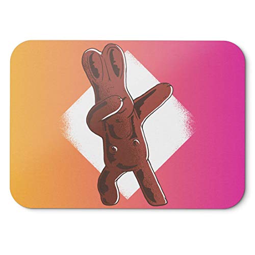 BLAK TEE Chocolate Easter Bunny Dabbing Mouse Pad 18 x 22 cm in 3 Colours Pink Yellow