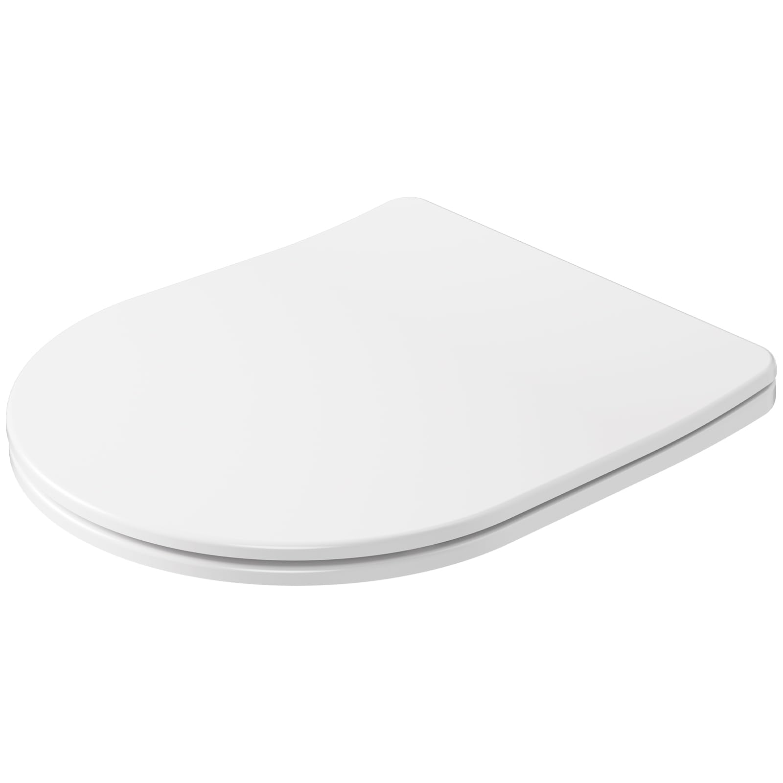 Toilettendeckel mit Absenkautomatik 9 mm Ultra-Slim, D-Form kurz | 80000 Schließzyklen getestet, über 200 kg belastbar, Urea-Duroplast, Anti-Gilb, Quick Release, einfache Montage, Weiß
