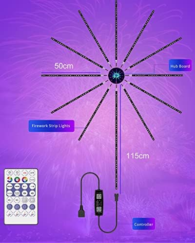 Firework LED Strip Lights Dreamcolor,Firework Lights RGBIC with Music Sync Timer Mode DC 5V USB Firework Strip Bars with APP Control for Home/Bar/TV Wall/Party/Christmas Decoration(50cm*11+1m)