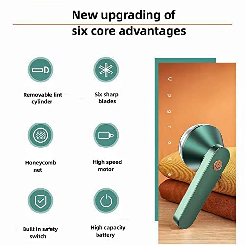 Dawusu Electric Lint Remover Rechargeable,Instantly Portable Fuzz Remover Fabric Shaver,Fabric Shaver Fuzz Remover, Sweater Shavers To Remove Pilling,With 2 Replaceable Blades (Green) #TOP3