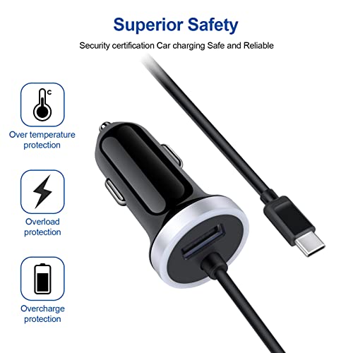 Usb C Car Phone Charger, 3.4A Fast Charging Car Adapter With 3Ft Type C Cable For Samsung Galaxy S23 Ultra/S23+/S22 Ultra/S21Fe/A23/A14/A53/A13/A12/A11/A03S/S21Plus/S20/A32/A52/A51/A71/A20/A50/S10 #TOP3