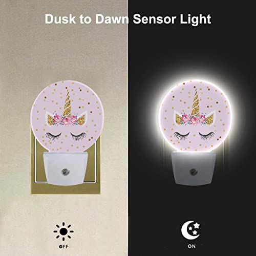 Ekobla Unicorn Pink Night Light For Girls Bedroom Cute Unicorn Animal Stars Night Lights Plug Into Wall Dusk To Dawn Sensor Nightlight Home Led Lamp Wall Decor #TOP2