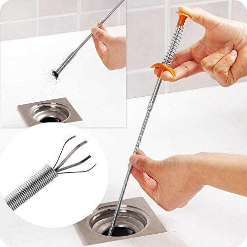 Flexible Spring Drain Cleaning Snake Tool, Stainless Steel, Hair Clog Remover for Sink and Bathroom-image-47