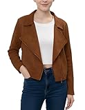 Noomelfish Girls Faux Suede Leather Jackets Kids Motorcycle Bomber Coats Fall Outfits Winter Clothes, Brown, Size 7-8 Years