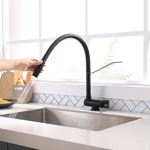 Fenêtre bloquée par le robinet ? Solution avec ce mitigeur pliable cuisine noir - 4