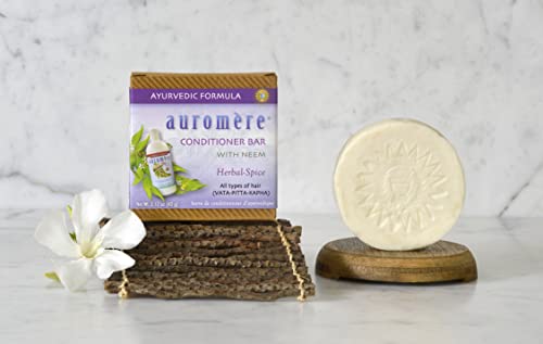 Auromere Ayurvedic Conditioner Bar For All Hair Types – Vegan, Non-Gmo, Deep Moisturizing, Nourishing Herbal Formula With Neem, Zero Waste, Recyclable Packaging (2.12Oz Solid Bar), 1 Pack #TOP3