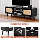 VEVOR Rattan-TV-Ständer für 165 cm Fernseher, Boho-TV-Ständer mit Rattantür, Fernsehschrank mit eingebauter Steckdose und USB-Anschlüssen, Moderne TV-Konsole für Wohnzimmer, Medienraum, schwarz
