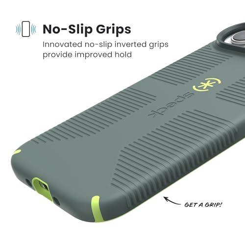 Image of Speck CANDYSHELL Grip +MS Case for iPhone 17 Air - NEO DRAB /Glow Green | Slim Protective Grip | Drop Protection | MagSafe Compatible