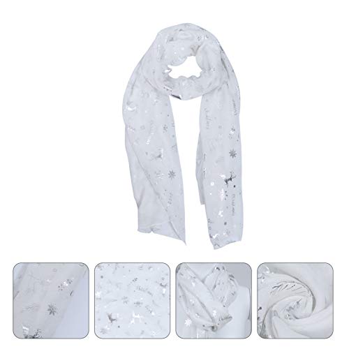 Amosfun Lenço de Natal Rena Floco de Neve Estampado Lenço Feminino de Inverno Xale de Natal para Cri