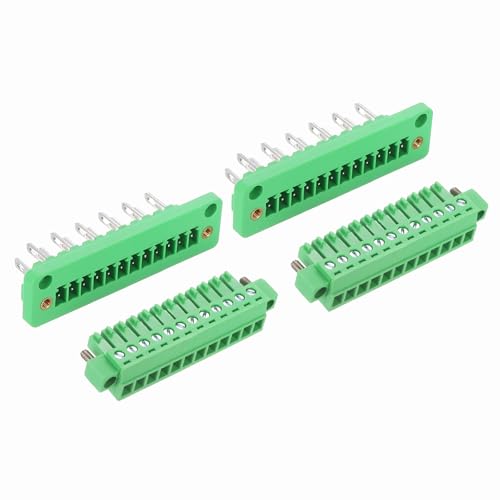sourcing map 2Set 12-Pin 3.81mm Pitch Pluggable Screw Terminal Block Connectors, PA66 300V 8A Through-Wall PCB Terminal Connectors 26-14AWG Cable for DIY Electronics Automation Power Modules