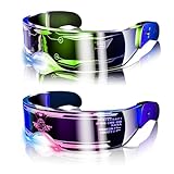 Tanganan LED Visor Glasses, 2pcs LED Light Up Glasses Neon Luminous Glasses 7 Color 5 Modes Cool LED Glasses for Adult