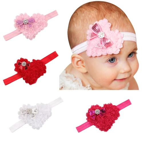 Valentine's Days Baby Rose Heart Headband Flower Headband for Baby Girl Hair Band Headwraps. (Type D)4