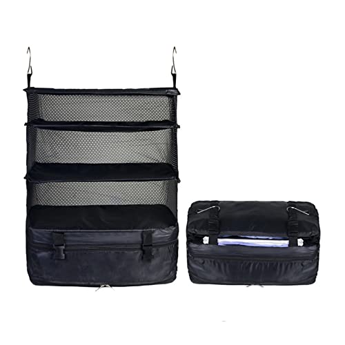 Bolsa de almacenamiento de ropa de viaje de 3 capas con ganchos, plegable, portátil, para viajes al aire libre, camping, ropa interior, calcetines, bolsas de almacenamiento de viaje para mujeres