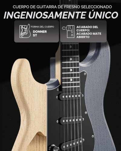 Miniatura 4 de Donner Dst-80 Zurdo Guitarra Eléctrica Kit Para Principiantes De 39 Con Amplificador, Pastilla Clásica Sss, Incluye Funda, Afinador, Capodastro, Correa, Púas Y Lecciones En Línea Gratuitas