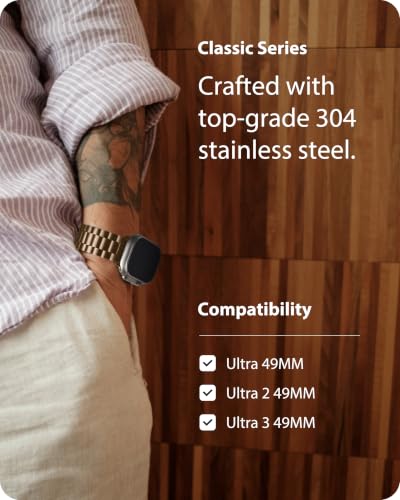 Image of Fullmosa Metal Band with Case for Apple Watch 49mm Ultra 3 2 1 | Stainless Steel Strap for Men Women Professional Office Golden Coffee