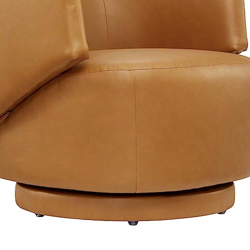 Sillón moderno curvo de vinilo color tan miniatura 6