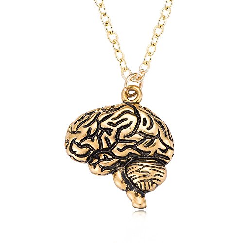 Antique Anatomical Left Cerebral Hemisphere Brain Pendant Necklace - Main Image