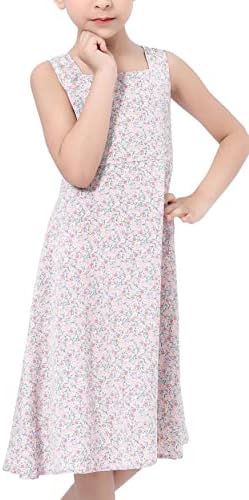 Merry Day Girl Sleeveless Casual Dress with Fashion Floral Print Swing Knee-Length Summer Dresses for 5-6Years Kids