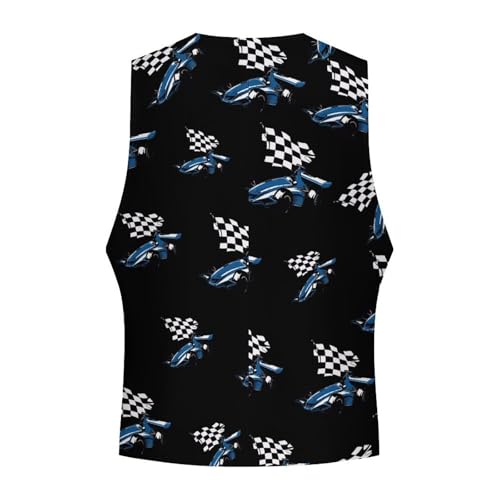 Blue Car with Racing Flag Novelty Men's Suit Vest Casual Formal Dress Vests Business Waistcoat4
