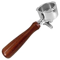 NEOUZA Espresso-Siebträger, 51 mm, kompatibel mit DeLonghi Dedica EC680 EC685 Smeg Kaffeemaschine, druckloser Korb, doppelte Ausgüsse (3 Ohren), Silber und Holz – Ansicht 1