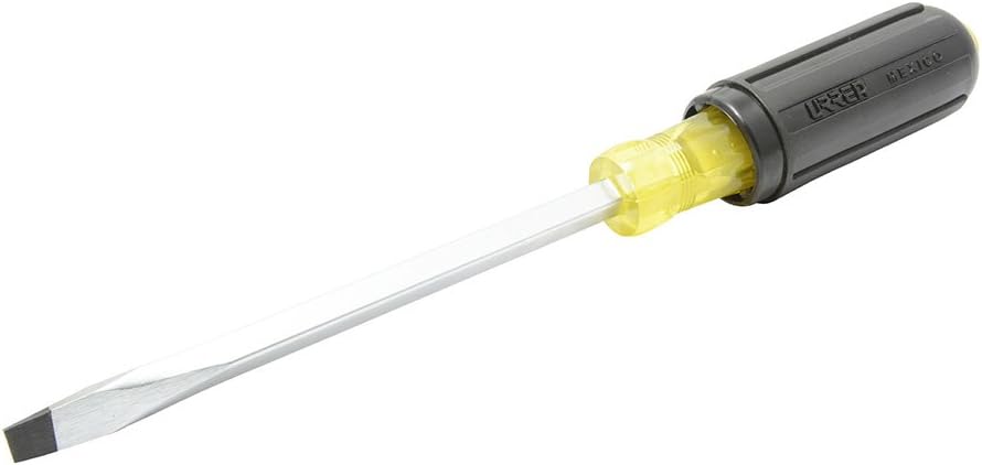 URREA Slotted Screwdriver - 3/8” Tip Flat Head Driver with 8” Long Square Shank & Acetate Cushion Grip Handle - 9423
