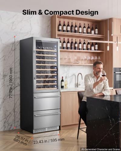 Image of VEVOR 24in Wine Fridge Beer Cooler Refrigerator 108 Bottle 150 Can Capacity