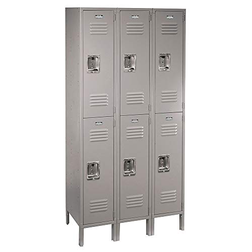 ValTec Double Tier 3 Wide 36 W x 15 D x 78 H Unassembled Metal Locker DDVT52053-6 Doors - Dove Gray - Steel Construction - Free Number Plates!
