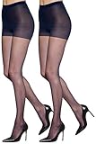 Silkies Women's Ultra Sheer Control Top Pantyhose (2 Pair Pack) - Lightweight, Comfortable, Perfect Fit - Large Navy Blue
