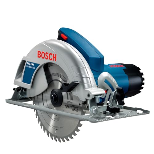 Bosch GKS 190 Professional Corded Circular Saw, 1400W Motor, 184mm Blade, Air Blower, 5200 RPM, 4.1kg, Parallel Guide, Wood Cutting Power Tool, 1 Year Warranty