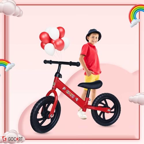 GOCART WITH G LOGO Kids Lightweight Pedal Free Adjustable Seat Balance Steel Bicycle (Blue, Multicolour MAG Wheel) - Image 9