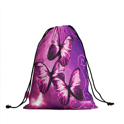Nerxy Purple Red Butterfly Grip Bag - Pink Butterflies with Cloud Gymnastics Grips Bag Abstract Butterfly Animal Drawstring Storage Pouch2