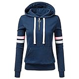 ♦Elegant Pullover mit Kapuze, Drawing Gestripte Kapuzenpullover, Langarm Weich Warm Sweatshirt. Diese Saison ist ein Muss für Ihre Garderobe.