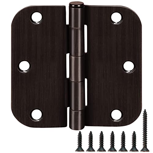 Image of 18 Pack Oil Rubbed Bronze Door Hinges 3.5 inch x 3 1 /2 Inch Black Brushed Interior Hinge Rounded 5 /8 inch Radius Corner 3 inchIron Residential Standard Bedroom Bifold Single Double Doors Hardware Kit