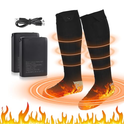 Ailgely Heated Socks Rechargeable Washable for Men Women,Electric Heated Heating Socks,Foot Warming Socks,5V 5000mAh Battery Powered Operated Heated Socks,for Winter Outdoor Activities