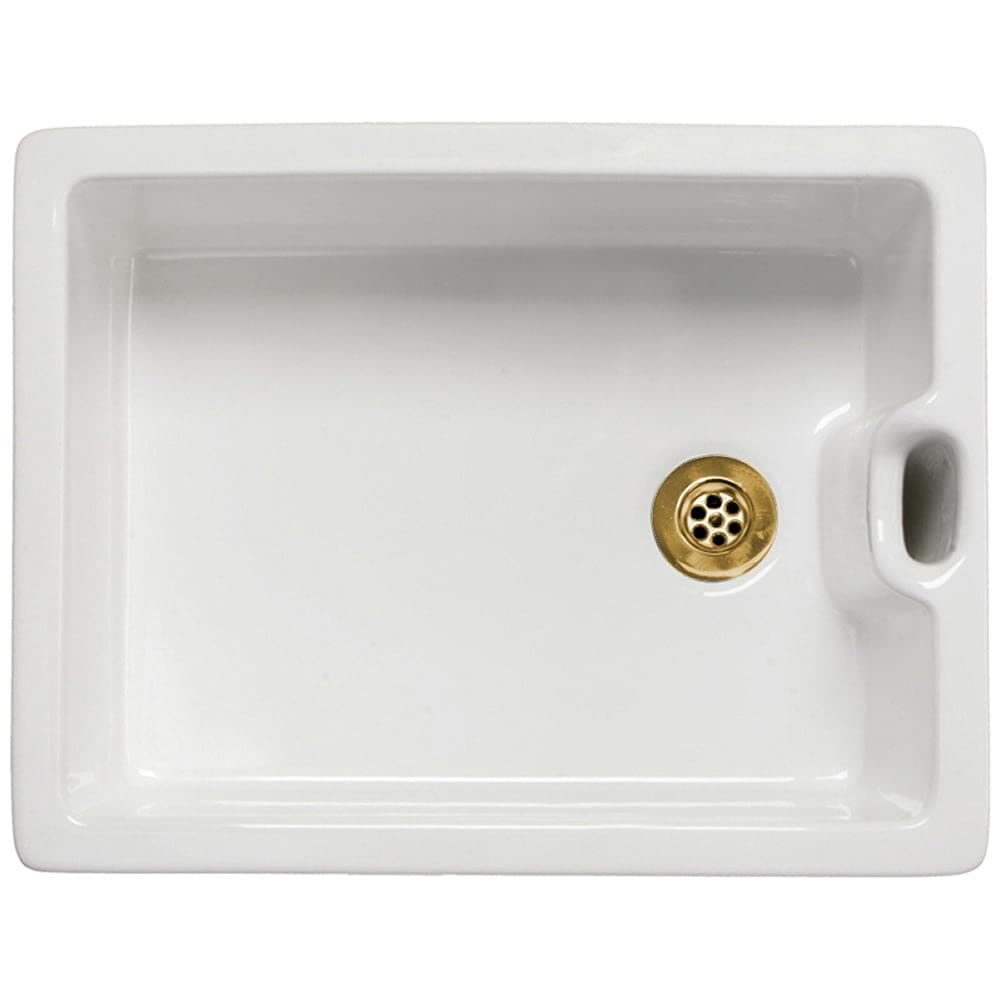 Astini Gold Belfast 100 1.0 Bowl White Ceramic Kitchen Sink With Plug Waste