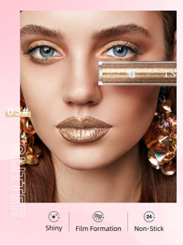 Maepeor Glitter Liquid Lipsticks Set 6 Colors Creamy Diamond Shimmer Metallic Lipstick Waterproof Long Lasting Shinning Lip Gloss For Eyes And Lips Makeup (6 Colors Set) #TOP6