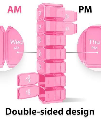 Image of Extra Large Pill Organizer 2 Times a Day - XL Pill Box 7 Day with Big AM /PM Compartments - Fits Large Vitamins, Supplements & Gummies, for 7 or 14-Day Use, Color-Coded, Senior-Friendly, No Spills