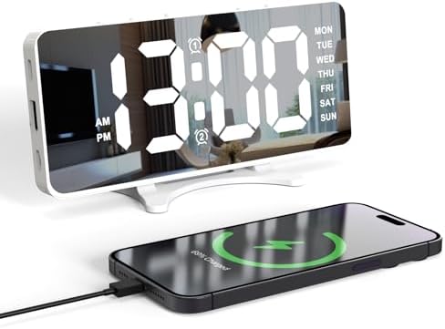 JXJHOVV Digital Alarm Clocks for Bedrooms, Dual Alarms, Brightnes...