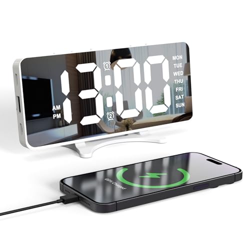Digital Alarm Clocks for Bedrooms, Dual Alarms, Brightness & Volu...