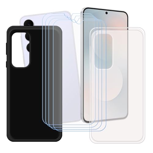 LCEHTOGYE �K�p Samsung Galaxy S25 FE�p�P�[�X+4x�����K���X�X�N���[���v���e�N�^�[�A�������J�o�[�P�[�X+ �K�p Samsung Galaxy S25 FE (6,7")�ƌ݊����̂���u���b�N�\�t�gTPU�V���R���Q���P�[�X�ی�