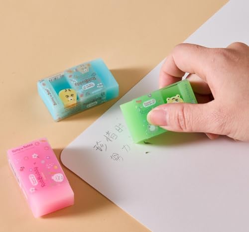 Image of DEOXY Rub-A-Long Eraser | Colourful Available in 4 Vibrant Colours | No Trace of Colour While Erasing | Soft & Smooth | Residue Sticks to Eraser | Fun for Kids(ER-5203-RY), Multi-Color
