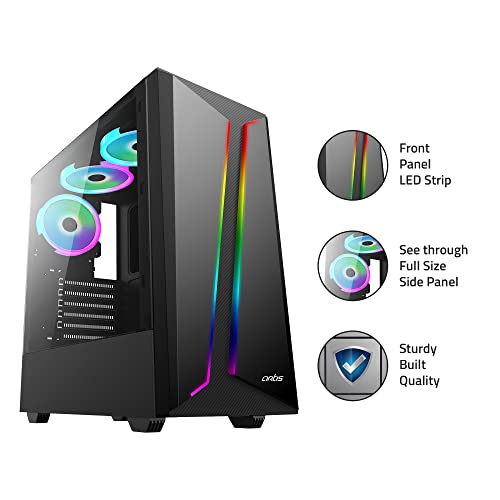 Image of Artis G8308 Computer Gaming Cabinet Support ATX, Micro ATX Motherboard, 1 x 120mm RGB Fan with Sturdy Built Quality